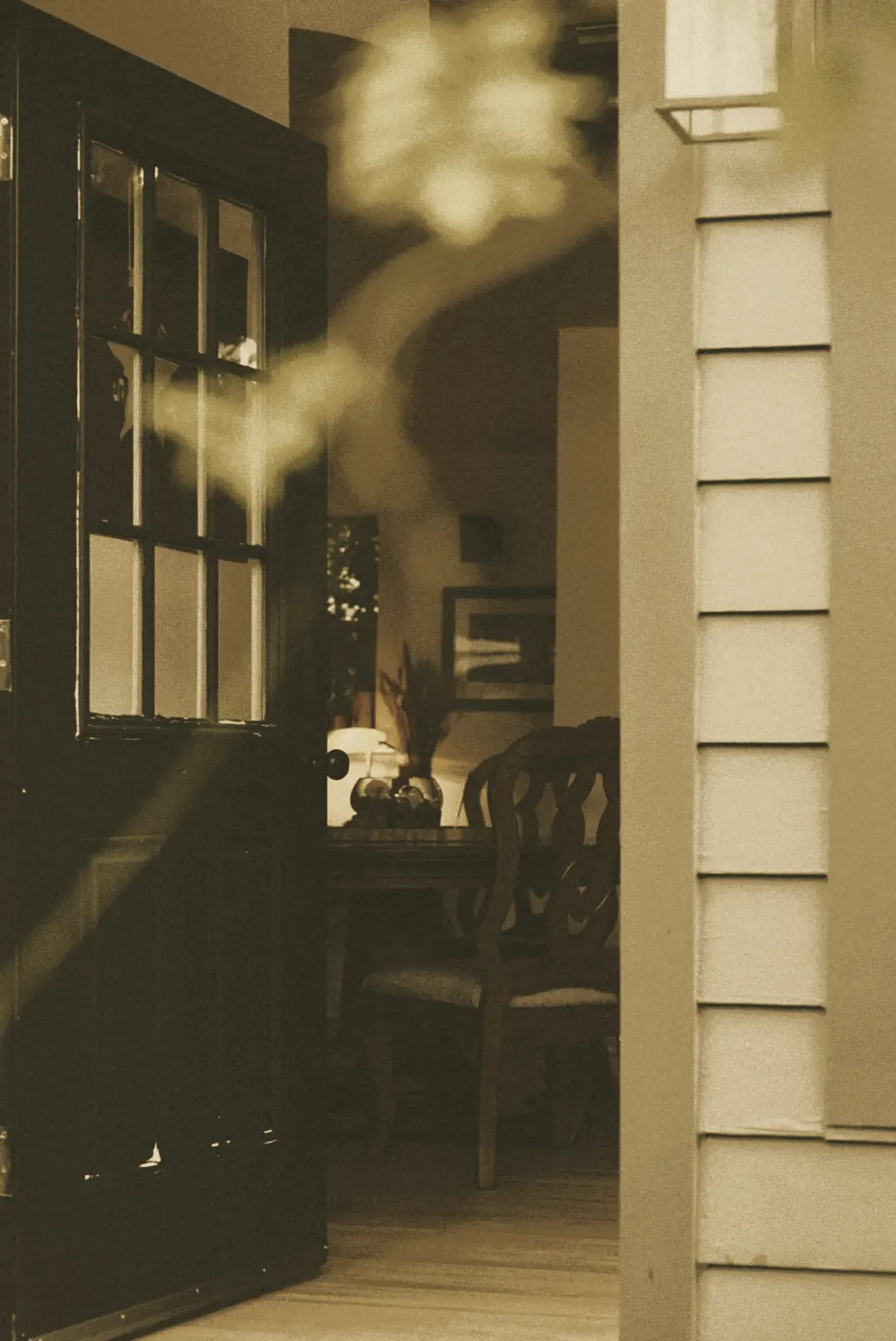 The 1943 bungalow at dusk